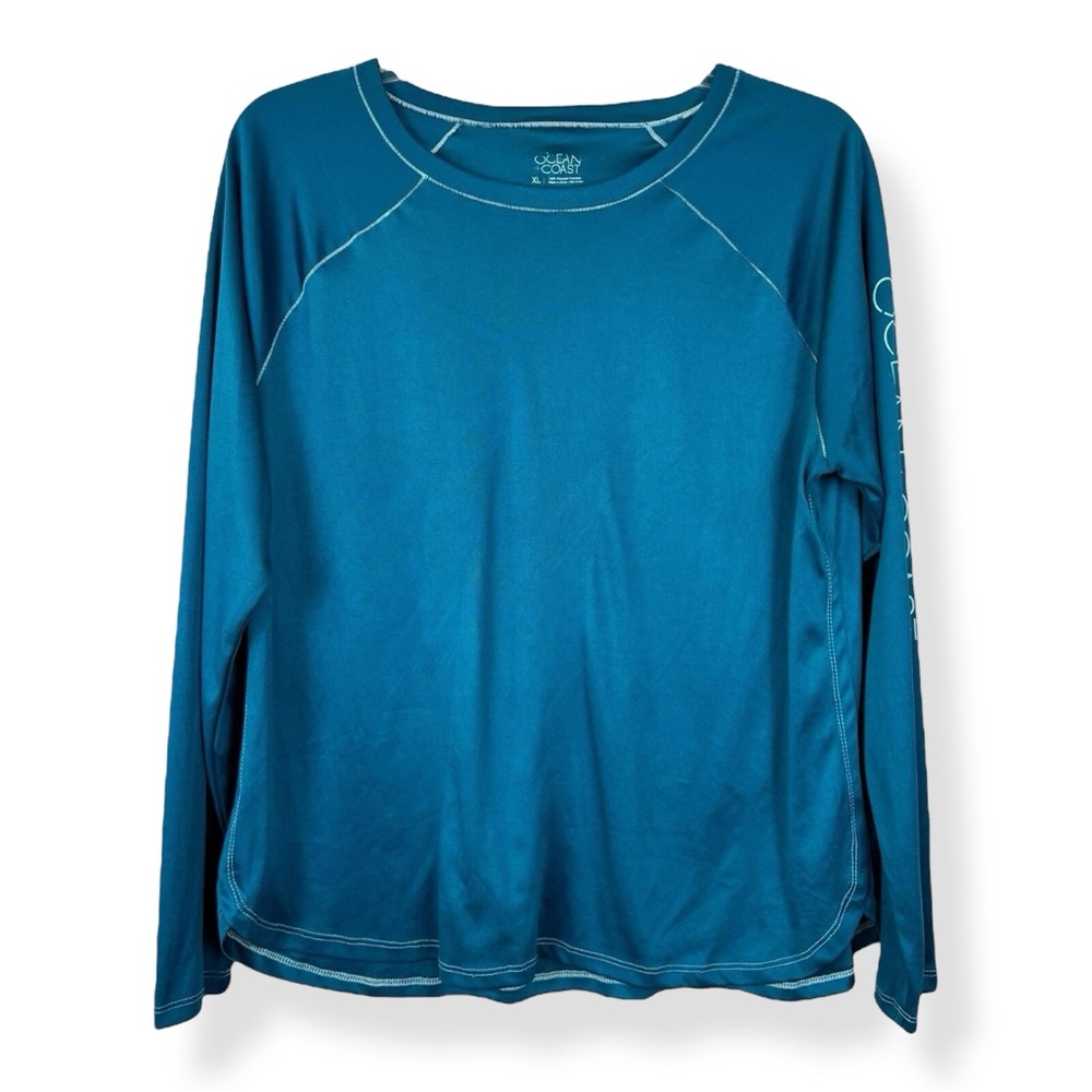 Ocean Coast Long Sleeve Top Womens Size XL Blue Stretch‎ UPF